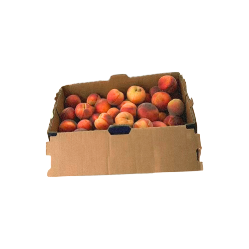 Photo of a large box filled with Georgia peaches