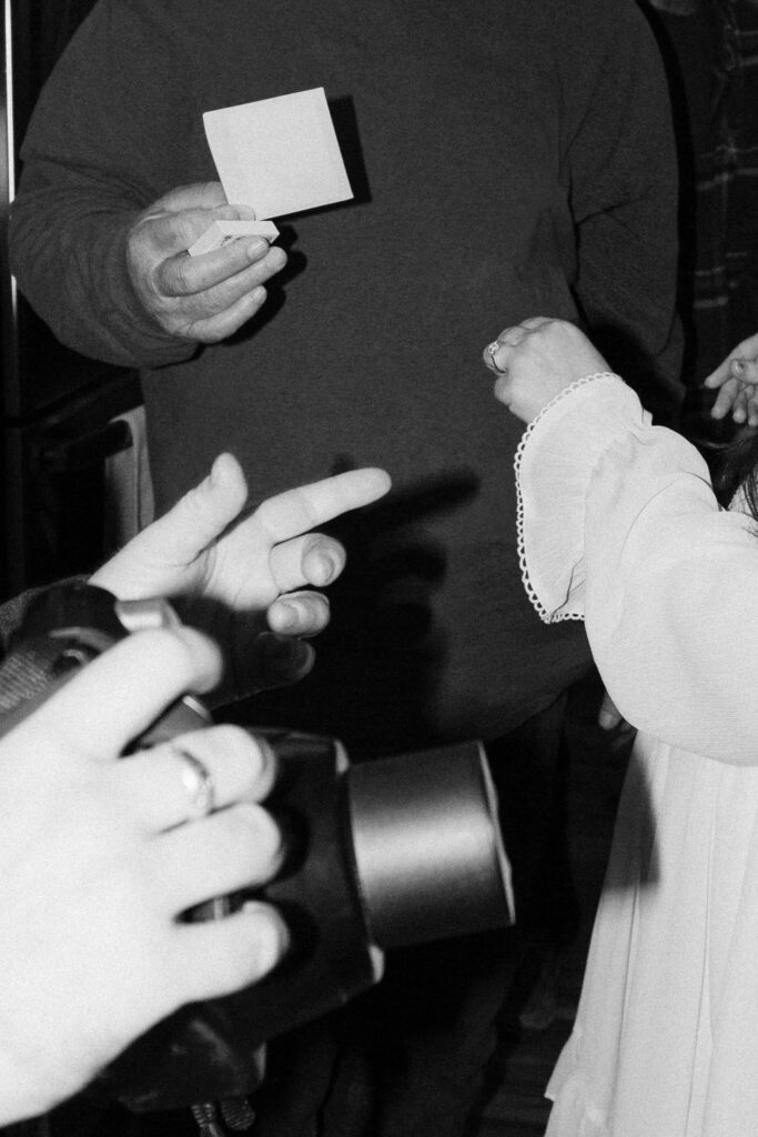 Polaroid photo being taken at an lgbtq engagement party in Thomasville GA